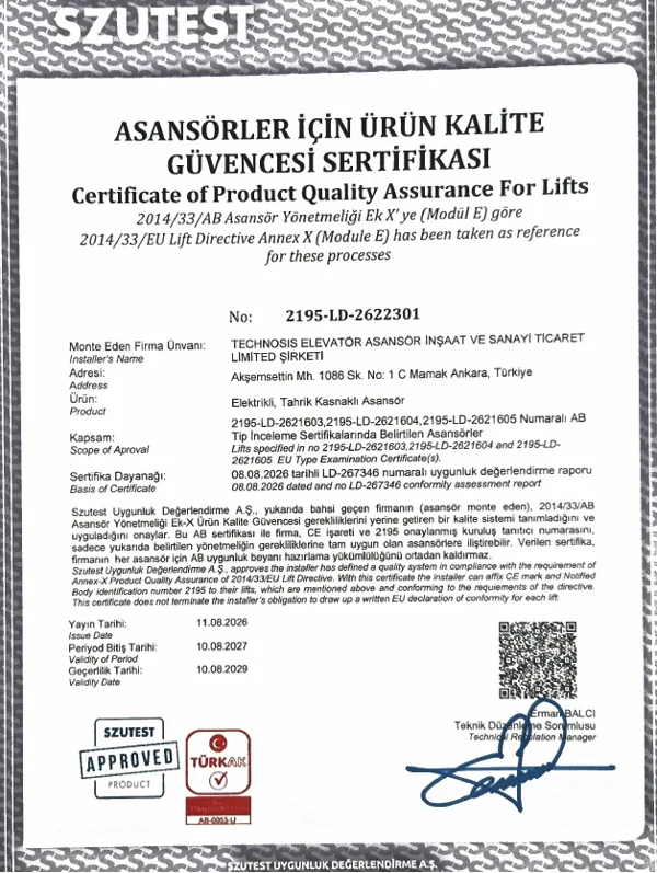 Ürün Kalite Güvencesi Sertifikası – Modül E